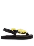 Matchesfashion.com Cecilie Bahnsen - X Suicoke Flower-beaded Sandals - Womens - Black Yellow