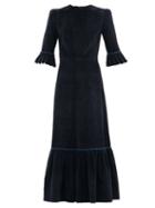 Matchesfashion.com The Vampire's Wife - The Festival Jumbo-cord Cotton Midi Dress - Womens - Navy