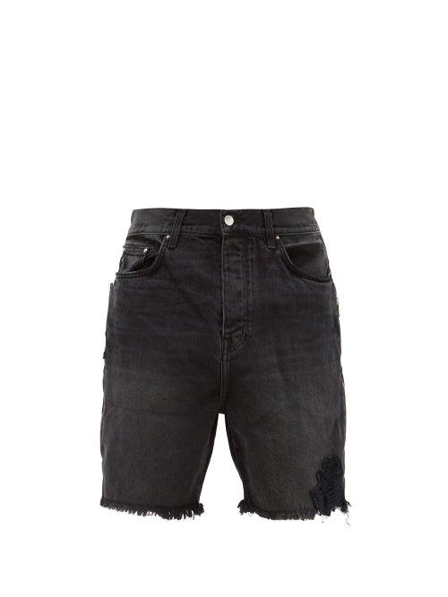 Matchesfashion.com Amiri - Raw-edge Denim Shorts - Mens - Black