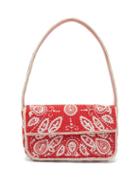 Staud - Tommy Beaded Leather Shoulder Bag - Womens - Red Multi