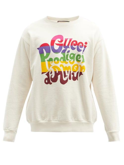 Matchesfashion.com Gucci - Prodige-print Cotton-jersey Sweatshirt - Mens - White