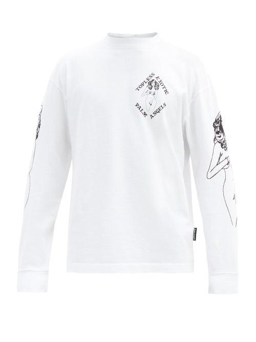 Matchesfashion.com Palm Angels - Strip-club Print Cotton-jersey T-shirt - Mens - White Black