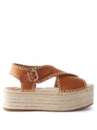 Chlo - Lucinda Leather Espadrille Wedges - Womens - Tan