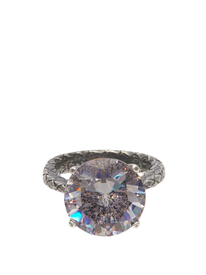 Bottega Veneta Cubic-zirconia And Silver Intrecciato Ring