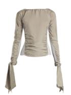 Matchesfashion.com Lemaire - Contrast Panel Ruched Crepe De Chine Top - Womens - Grey