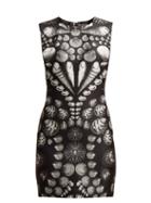 Matchesfashion.com Alexander Mcqueen - Shell Print Wool And Silk Blend Mini Dress - Womens - Black White