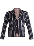 Matchesfashion.com Thom Browne - Single Breasted Striped Wool Blend Blazer - Womens - Navy