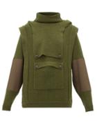 Matchesfashion.com Stella Mccartney - Hooded Cargo Pocket Wool Sweater - Womens - Khaki
