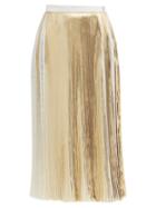 Matchesfashion.com Valentino - High-rise Metallic Pleated-georgette Midi Skirt - Womens - Ivory Multi