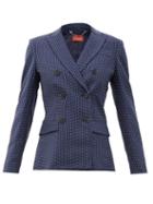 Matchesfashion.com Altuzarra - Indiana Double-breasted Pinstriped Crepe Jacket - Womens - Navy