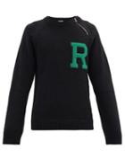 Matchesfashion.com Raf Simons - Logo-appliqu Zipped Ribbed Sweater - Mens - Black