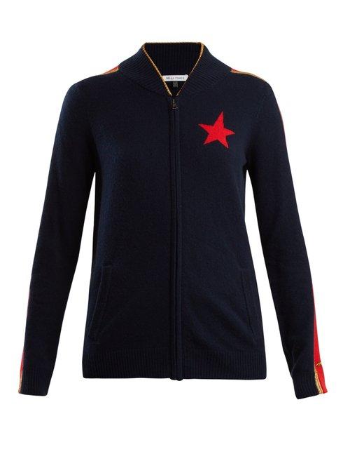 Matchesfashion.com Bella Freud - Billie Intarsia Knit Cashmere Blend Sweater - Womens - Navy Gold