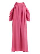Matchesfashion.com Anna October - Cut Out Shoulder Silk Dress - Womens - Pink
