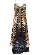 Matchesfashion.com Camilla - Lost Paradise Underwater-print Silk-crepe Dress - Womens - Black Multi