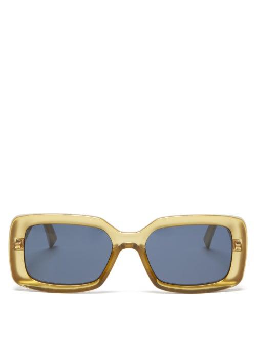 Matchesfashion.com Givenchy - Logo-cutout Rectangular Acetate Sunglasses - Womens - Gold