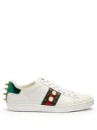 Gucci New Ace Stud-embroidered Leather Trainers