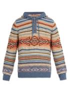Matchesfashion.com Faherty - Baja Cotton Blend Hooded Sweater - Mens - Blue Multi