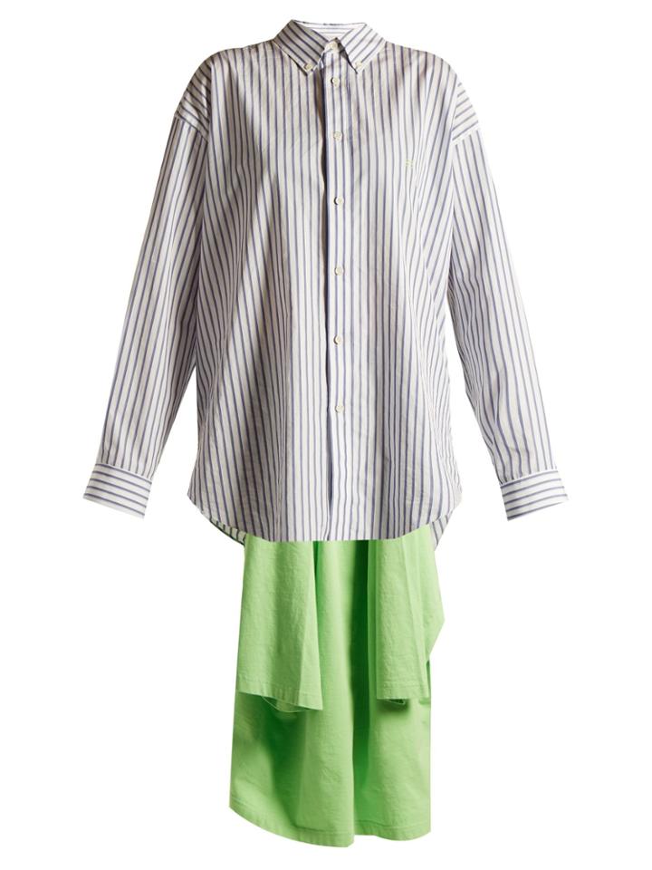Balenciaga Point-collar Draped-detail Striped Shirt