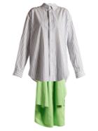 Balenciaga Point-collar Draped-detail Striped Shirt