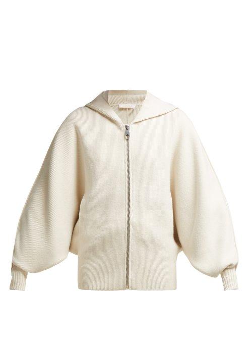 Matchesfashion.com Chlo - Logo Intarsia Wool And Cashmere Blend Cardigan - Womens - White
