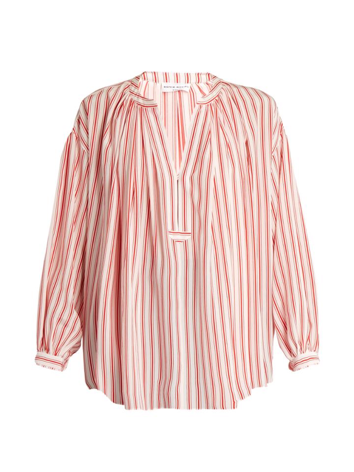 Sonia Rykiel Striped Silk Crepe De Chine Blouse