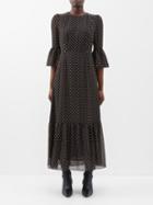 Cefinn - The Tibi Polka-dot Faille Maxi Dress - Womens - Black Cream