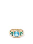 Brent Neale - Triple-set Emerald, Topaz & 18kt Gold Ring - Womens - Gold Multi