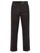 Matchesfashion.com Gucci - Stitched Edge Pinstripe Wool Trousers - Mens - Dark Grey