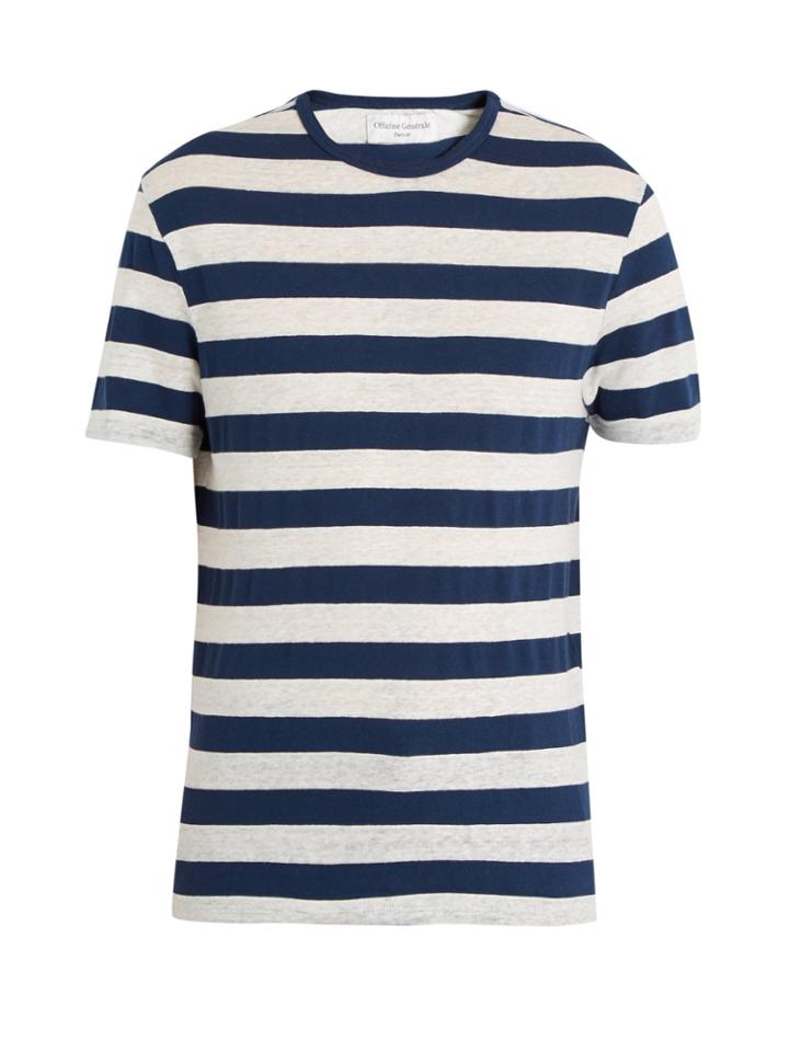 Officine Générale Striped Cotton-blend T-shirt