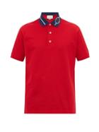 Matchesfashion.com Gucci - Embroidered Rope Gg-logo Cotton-piqu Polo Shirt - Mens - Red