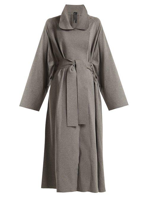 Matchesfashion.com Norma Kamali - Notch Lapel Cotton Blend Jersey Coat - Womens - Grey