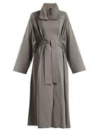 Matchesfashion.com Norma Kamali - Notch Lapel Cotton Blend Jersey Coat - Womens - Grey