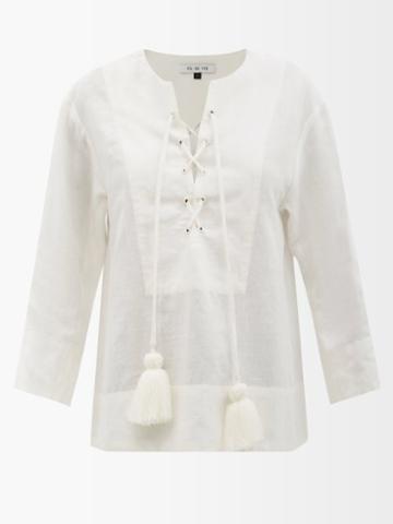 Fil De Vie - Odin Laced Linen-muslin Top - Womens - Cream