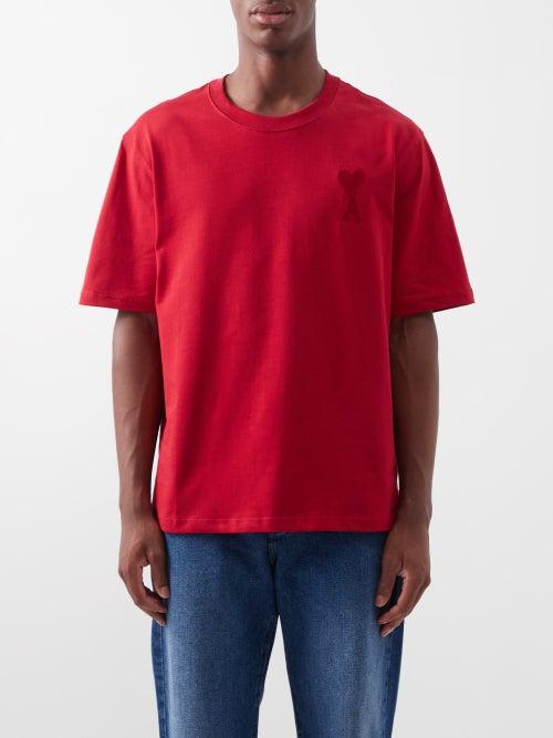 Ami - Ami De Caur-logo Organic-cotton T-shirt - Mens - Red