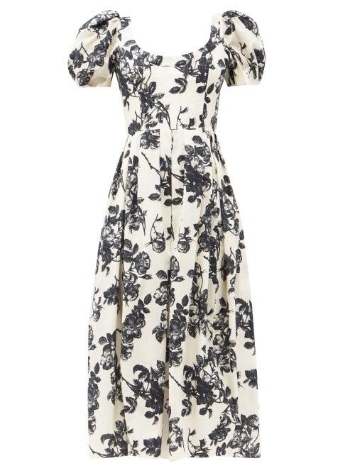 Matchesfashion.com Brock Collection - Salvina Floral-print Cotton Dress - Womens - White Multi
