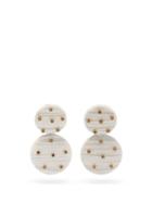 Matchesfashion.com Rebecca De Ravenel - Maria Silk Disc Drop Earrings - Womens - White