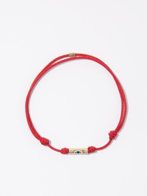 Luis Morais - Evil Eye 14kt Gold Corded Bracelet - Mens - Red