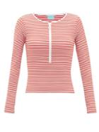 Matchesfashion.com Melissa Odabash - Cali Striped Ribbed-jersey Long-sleeved Bikini Top - Womens - Red Stripe