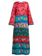 Matchesfashion.com Rianna + Nina - Arline Silk Midi Dress - Womens - Pink Multi