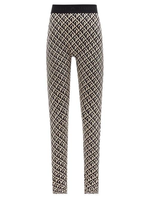 Matchesfashion.com Marine Serre - High-rise Half Moon Lozenge-print Jersey Leggings - Womens - Black Print