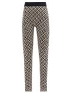 Matchesfashion.com Marine Serre - High-rise Half Moon Lozenge-print Jersey Leggings - Womens - Black Print