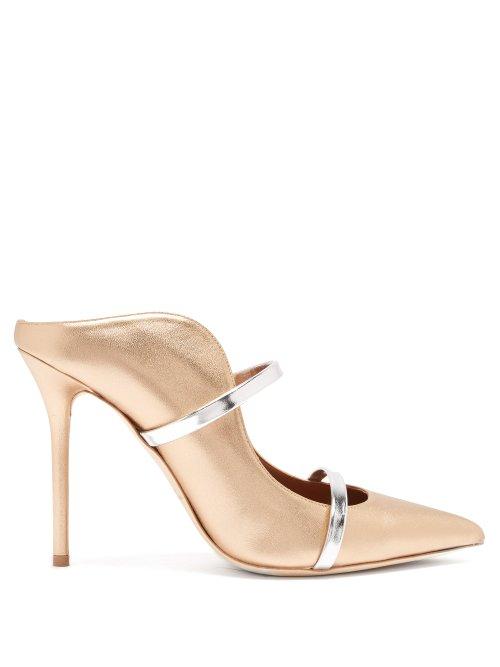 Matchesfashion.com Malone Souliers - Maureen Metallic Leather Mules - Womens - Gold