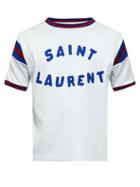 Saint Laurent - Logo-appliqu Jersey T-shirt - Mens - White Multi