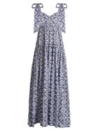 Caroline Constas Elle Tiered Floral Tile-print Cotton-blend Dress