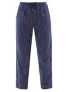 Polo Ralph Lauren - Prepster Pinstriped Linen-blend Trousers - Mens - Navy