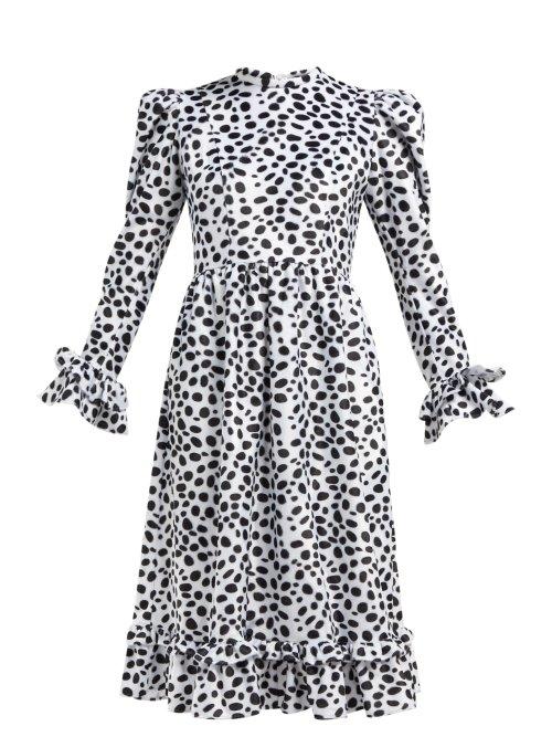 Matchesfashion.com Batsheva - Dalmation Print Textured Velvet Dress - Womens - Black Multi