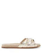 Matchesfashion.com Prada - Knot Detail Leather Slides - Womens - Gold