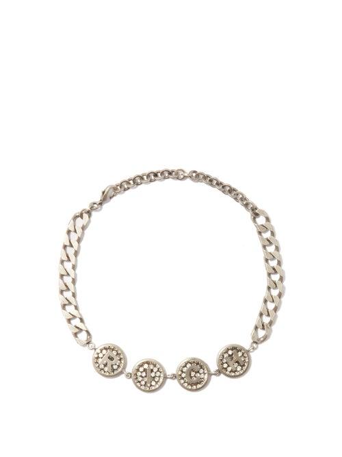 Alessandra Rich - Logo-embossed Crystal Chain Necklace - Womens - Silver