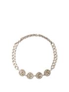 Alessandra Rich - Logo-embossed Crystal Chain Necklace - Womens - Silver