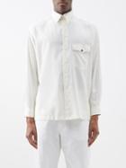 L.e.j - Patch-pocket Silk-canvas Shirt - Mens - Beige